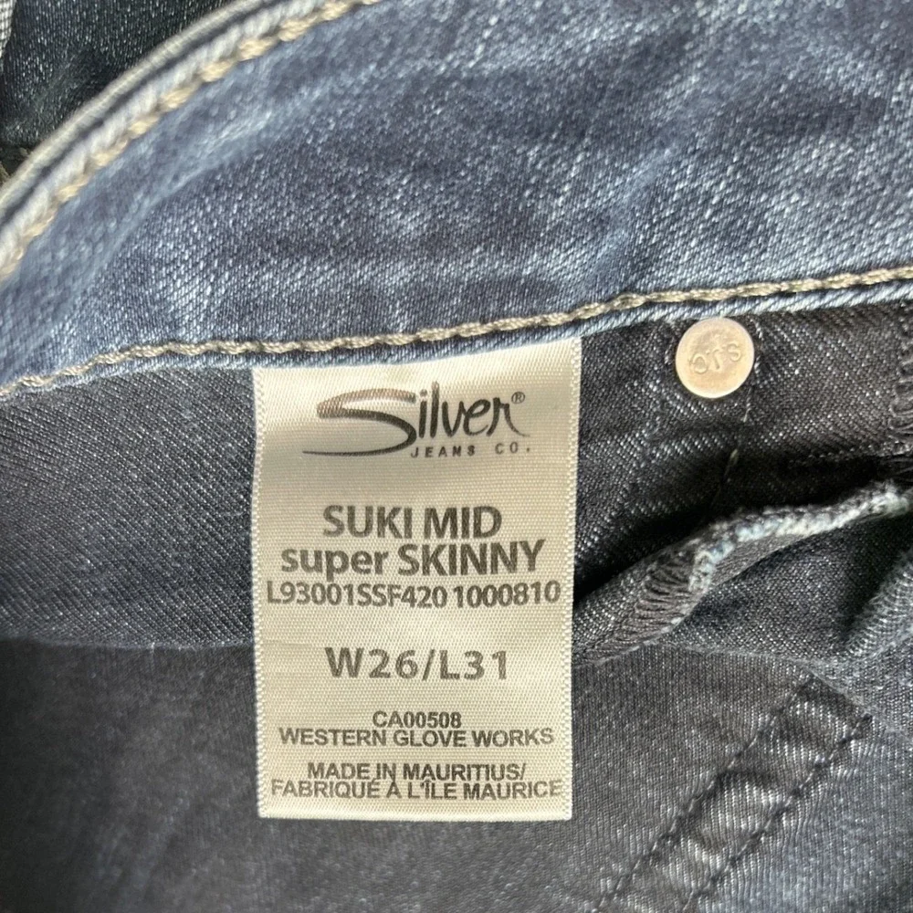 Silver Jeans Co Womens Suki Mid Super Skinny Jeans Size 26/4 Dark Wash Denim